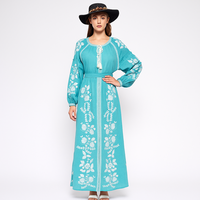 Nouvelle robe maxi de conception élégante, de haute qualité, à manches bouffantes, broderie, robe midi maxi d'été pour femmes, robe élégante décontractée, robe tendance