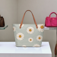Sac fourre-tout en toile grande capacité pour femme, usage quotidien décontracté, couleur unie, fermeture éclair, chaînes, impression personnalisée, style classique vintage