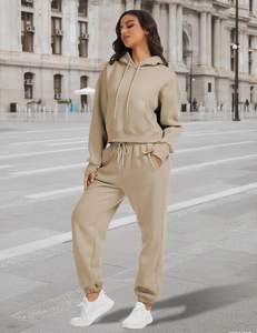 SUDADERO de algodón 100%, conjunto ligero con capucha, cierre de cordón, invierno, ecológico, lavado a la piedra, estampado de diamantes de imitación adornados - Product Image 5