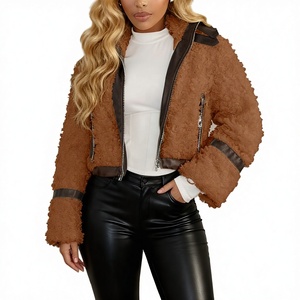 Chaqueta Corta Casual de Piel Sintética para Mujer, Forrada de Lana, con Cierre, para Primavera/Invierno - Product Image 3