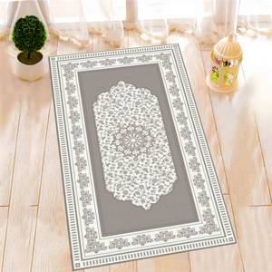 Tapis de prière à motif floral gris : tapis de culte islamique, tapis fin non tissé - Product Image 3