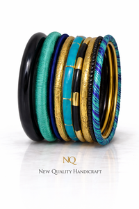 Elegant Designer Bangle Set – <b>Black</b> Resin Gold Plated <b>Bracelets</b> with Crystal Detail, Ladies Fashion Jewelry Bulk - Product Image 2