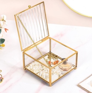 High Quality Solid <b>Glass</b> And Brass <b>Jewelry</b> Storage <b>Box</b> Organizer for Earring Bracelet Gift <b>Box</b> Vintage Trinket Storage - Product Image 1