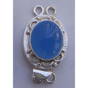 Fermoir en or 18 carats plaqué calcédoine bleue, forme papillon plate, composants de bijoux, emballé en sachet - Product Image 1