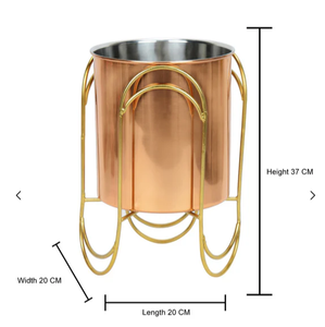 Jardinière ronde en métal de qualité supérieure avec support Jardinière de fleurs décorative intérieure et extérieure pour la maison et le jardin - Product Image 4
