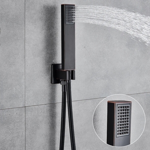 Juego de ducha negro, artículos sanitarios, mezclador de ducha montado en la pared, grifo de ducha de lluvia de 8/10/12/16 pulgadas con ducha de mano, caño de baño giratorio - Product Image 5
