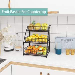 Premium Quality Detachable 3-Tier <b>Metal</b> Fruit <b>Basket</b> Home and Kitchen Multipurpose Storage <b>Baskets</b> - Product Image 5