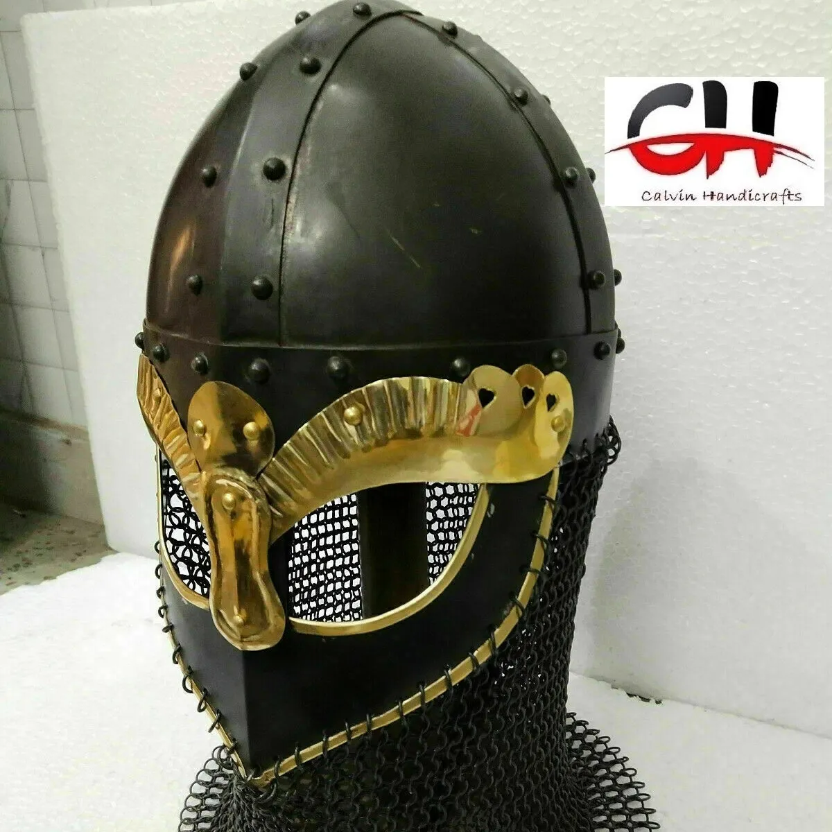 Middeleeuwse Helm Maliënkolder Kruisvaarder Helm Krijger Pantser Viking Halloween Helm.