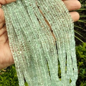 Perles de pneu Heishi à facettes en améthyste verte naturelle 5-6mm perles de pierres précieuses en vrac pour la fabrication de bijoux à partir d'un fournisseur indien en gros - Product Image 4