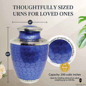 โกศใส่เถ้ากระดูกโลหะทำด้วยมือสีฟ้าสำหรับใส่ขี้เถ้าทำด้วยมือใส่เถ้ากระดูกสำหรับผู้ใหญ่ - Product Image 3