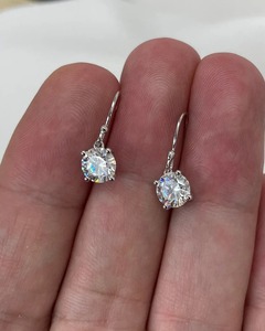 White Moissanite Diamond Hook Drop <b>Earrings</b> <b>Beautiful</b> 925 Sterling Silver Moissanite <b>Earrings</b> Gift for Her - Product Image 4
