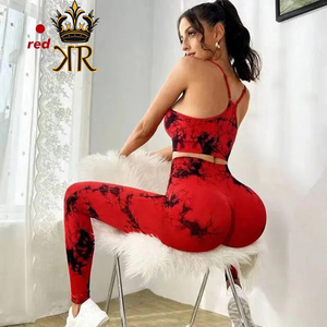 Tie Dye Yoga femmes survêtement Fitness Yoga ensembles vêtements de sport soutien-gorge d'entraînement + taille haute Leggings vêtements de sport sans couture costumes de sport - Product Image 4