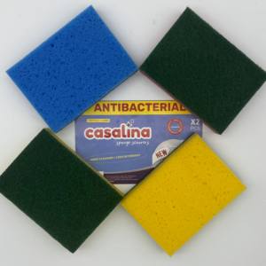 Casalina Multi-Color Antibacterial Dish <b>Cleaning</b> Scouring Sea Sponge <b>Pads</b> Pack 2 12.5x9x3cm Size Perfumed Antibacterial <b>Pads</b> - Product Image 5