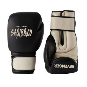12oz <b>Black</b> Boxing <b>Gloves</b> for Adults - Professional <b>Lace</b> up Design with Custom Logo - Genuine Leather Material - Product Image 2