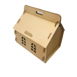 Casa para gatos de cartón corrugado reciclable ecológica con rascador, refugio para mascotas DIY para gatos de interior - Product Image 3