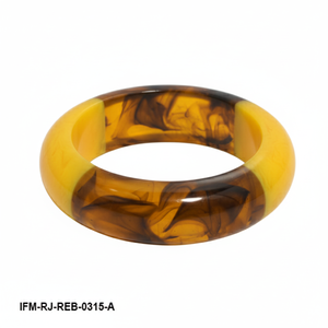 Bracelet artisanal en résine marbrée ambre et jaune, deux tons, pour femme - Product Image 2