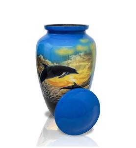 โกศโลหะรูปปลาโลมาสำหรับใส่เถ้ากระดูกของผู้ใหญ่สำหรับใส่เถ้ากระดูกสีน้ำเงินและสีดำกำหนดขนาดได้ - Product Image 6