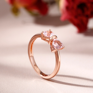 Bague de fiançailles Jeulia en argent sterling avec morganite synthétique taille cœur et nœud rose - Product Image 6
