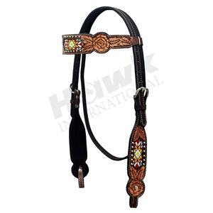 Alta qualità in pelle occidentale Headstall con perline e Tack equestre per le corse di cavalli e l'equitazione ad un prezzo eccellente - Product Image 1