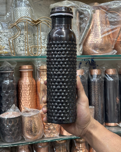 Pure Copper Eco-Friendly <b>Water</b> <b>Bottle</b> for <b>Daily</b> Drinking Natural Healthy Hydration Large Capacity Unique Bubble Design Black - Product Image 3