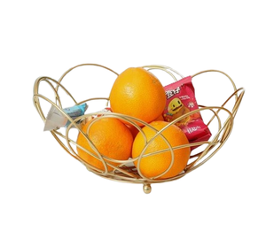 Panier organisateur de fruits fini or avec mini support Panier à légumes en métal décoratif fait à la main Panier à fruits en métal - Product Image 2