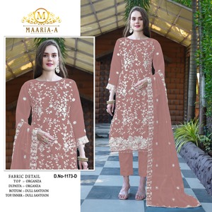 Elegante traje Salwar paquistaní de organza pesada con hermoso bordado y encaje elegante para bodas y fiestas Diwali Accesorio - Product Image 4