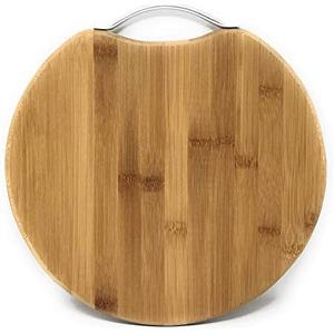 Gran oferta, tabla de cortar de mármol y madera de forma redonda, tabla para Pizza de Acacia con mango de Metal para servir Pizza y picar verduras - Product Image 2