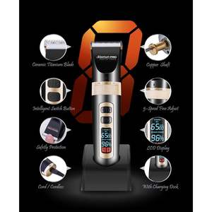 Kit de tondeuses à cheveux sans fil pour hommes et enfants, avec peignes de guidage pour la coupe et l'entretien, en acier inoxydable, IPX7, station de charge US - Product Image 4