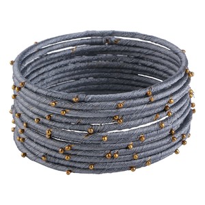 Bijoux de mode indien Bollywood plaqué or perlé fil de soie gris mariage bracelet de mariée ensemble de bracelet - Product Image 5