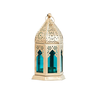 Handmade Gold Finished Metal <b>Moroccan</b> Candle <b>Lantern</b> With Multicolor Glass For Home Ramadan Lighting Decoration <b>Lantern</b> - Product Image 3
