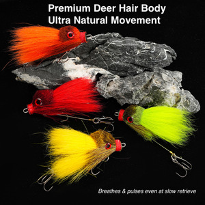 Leurre de surface mini en poils de cerf 9cm 16g pour la pêche au bar, style Miuras Bucktail Swimbait, leurre flottant pour brochet et musky - Product Image 5