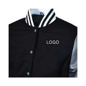 เสื้อแจ็กเก็ตมันตรามหาวิทยาลัยสำหรับผู้ชายเสื้อแจ็กเก็ตกันหนาวแขนหนังขนแกะและแผ่นปักลายด้วยผ้ากำมะหยี่คอตั้งโลโก้ด้านหน้า - Product Image 4