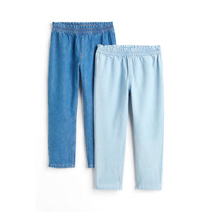 Mesdames 100% Cotton Denim Joggers Elastic Mid Rise Summer Streetwear Breathable Loose Fit Outerwear Flat OEM Fashionable Women's - Product Image 1