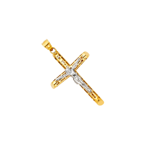 Elegante crucifijo cristiano Cruz católica colgante 14K plata amarillo chapado en oro corte diseño circón principal joyería religiosa fina - Product Image 3