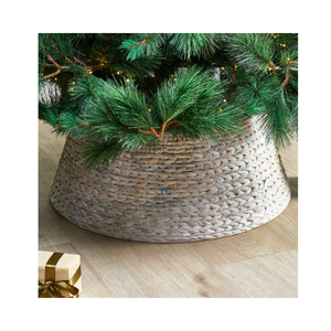 Cestas de falda de cuello de árbol de Navidad Natural más baratas, cubierta de cesta tejida hecha a mano para decoración de árboles, Collar de árbol tejido de Navidad - Product Image 4