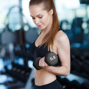 Set di manubri esagonali in acciaio rivestiti in neoprene BalanceFrom da 20 libbre con supporto, neri, per bodybuilding e allenamento delle braccia - Product Image 6