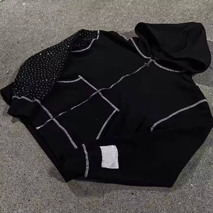 Sweat à capuche personnalisé avec broderie, impression sérigraphique, patchs thermocollés, strass, OEM, 100% coton épais, collection automne - Product Image 6