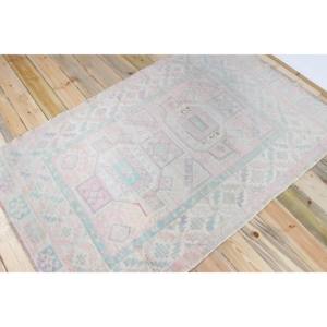 Tapis turc vintage 4,1 x 6,4 pieds, tapis de sol, tapis en laine rose - Product Image 2