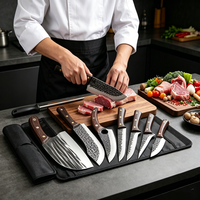 Couteau à viande forgé, ensemble de 8 couteaux de cuisine tranchants pour découper la viande et les os, couteau à désosser, aiguiseur de couteaux et sac en nylon