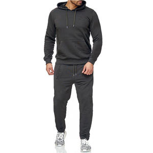 Custom Blank Two Piece Tracksuit Set Solid Color <b>Cardigan</b> Slim Fit Casual Sweatpants & Hoodie Set <b>Men</b> Blank Jogger Sweatsuit Set - Product Image 6