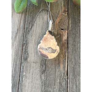 Brandon Etcitty Red <b>Opal</b> <b>Pendant</b> with Sterling Silver Inlay Man-Made Bezel Setting - Product Image 5