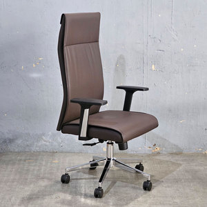 Ergonomic Brown Faux Leather <b>Cushion</b> Office Chair Swivel Base Adjustable Height Contemporary Design for Home Workshop-MF6635N - Product Image 2