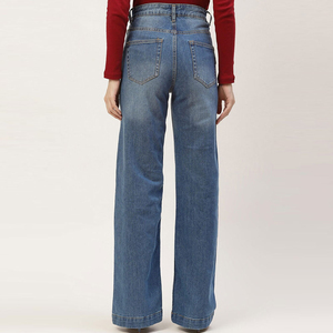 Nuevo último diseño Color liso 260GSM Denim Hip Hop Pantalón de mujer Tendencia Venta en línea con OEM Pantalón de mezclilla de mujer con servicio - Product Image 3