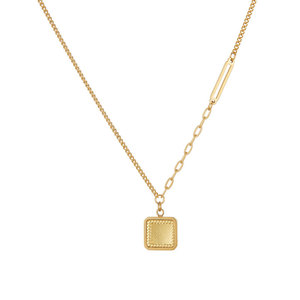 Collar de Joyería con Colgante Cuadrado de Panal de Abeja, Chapado en Oro de 18k, Acero Inoxidable 316L, Resistente al Agua y al Deslustre, para Mujer - Product Image 6