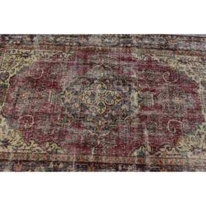 Alfombra turca Vintage roja y Beige, área grande clásica, 3,7x6,1 pies, respaldo de látex de lana, patrón abstracto, rectángulo de retazos de 10mm - Product Image 5