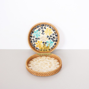 ถาดเสิร์ฟหอยทะเลหวายถาดรองแก้วกาแฟลายเปลือกหอยโมเสกด้วยมือจากเวียดนาม - Product Image 2