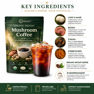 Café de Hongos 10 en 1, Instantáneo, Cordyceps, Reishi, Chaga, Energía, Concentración, Apoyo Inmunológico, Pre y Post Entrenamiento, Suplemento Dietético, a Granel - Product Image 2