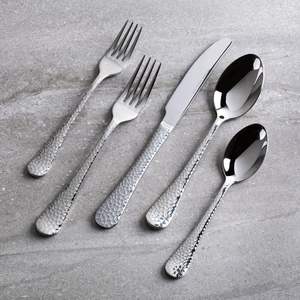 Juego de Cubiertos de Acero Inoxidable con Diseño en Relieve Único, Juego de 5 Piezas de Acero Pulido Brillante con Acabado Espejo para Cocina - Product Image 3