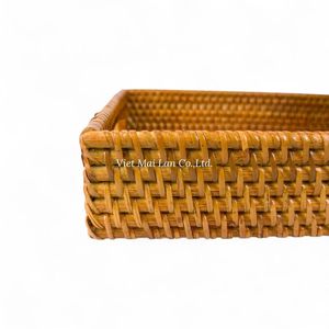 Bandeja de Ratán Natural Hecha a Mano de Estilo Bohemio con Diseño Flexible de Vietnam para Servir en el Hogar y Decoración de Interiores - Product Image 2
