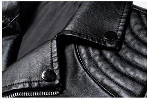 Chaquetas de cuero PU de alta calidad para hombre, ropa de primavera Otoño Invierno, cuello alto sólido de moda con chaqueta de invierno cálida de lona - Product Image 5